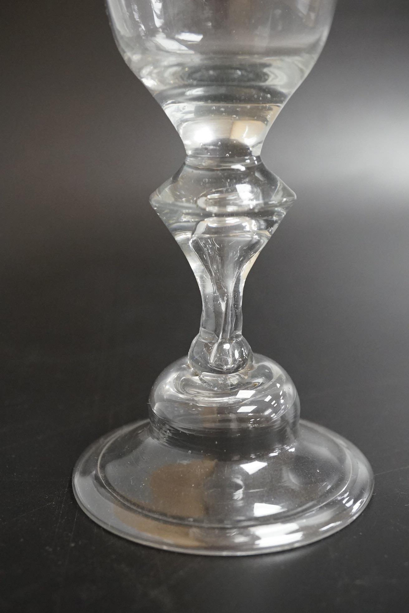 An 18th century Lauenstein drinking glass, engraved bowl, 15.5cm